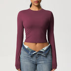 Nude Feel Tight Sports T shirt Quick Drying Breathable Long Sleeves Yoga Clothes Pilates Running Sports Fitness Long Sleeved Upper Garment