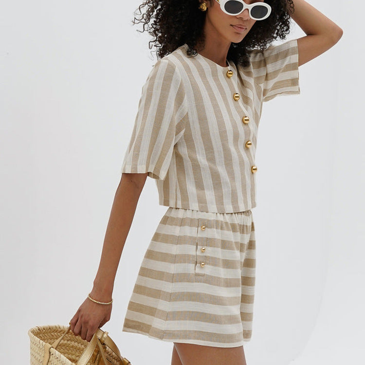 Striped Shirt & Shorts Set