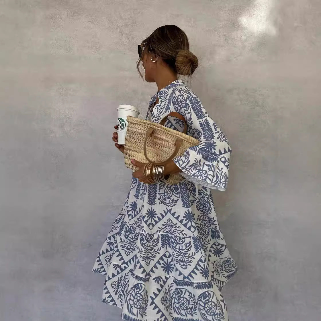 Dress Casual Printed 3/4 Sleeves Shirt