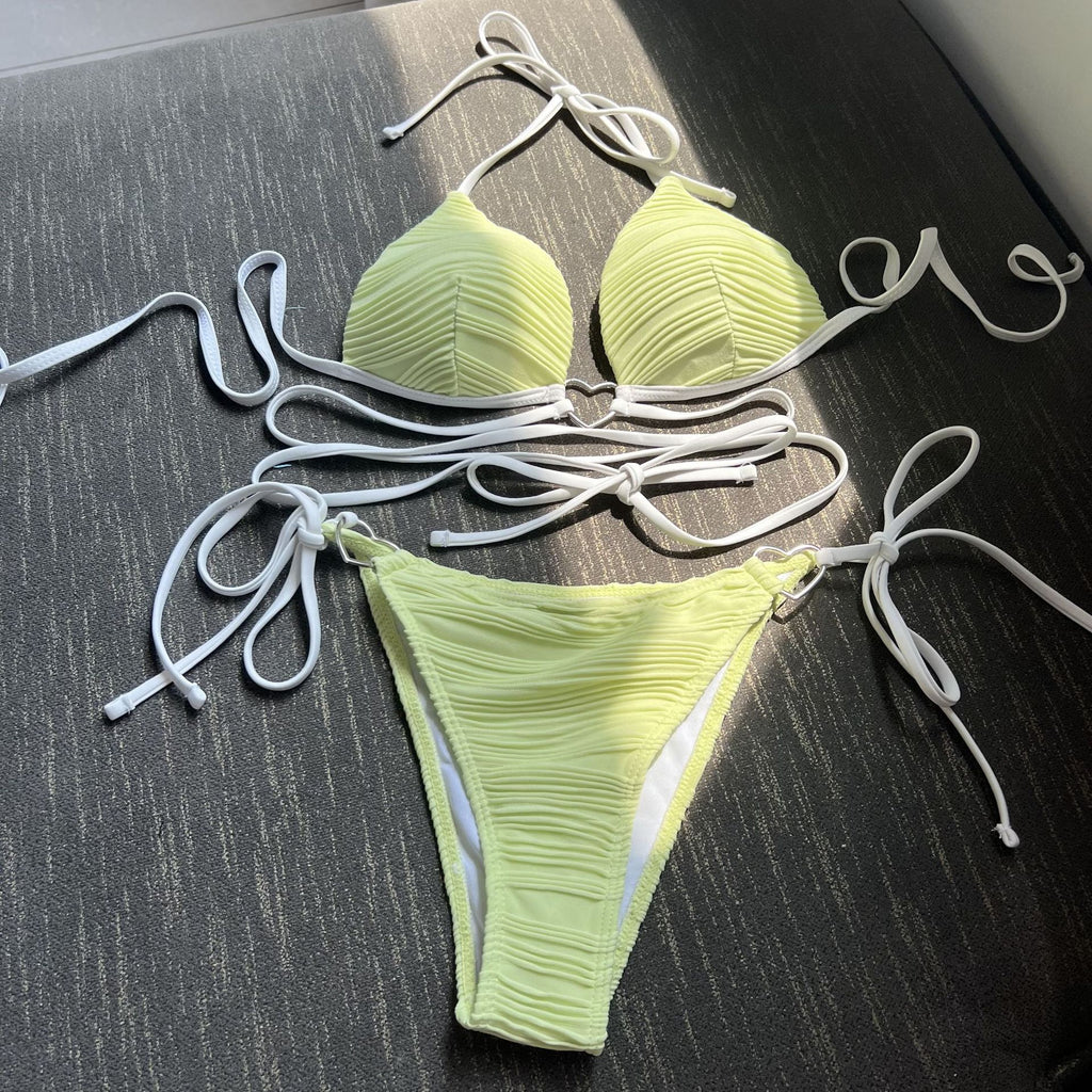 Love Drawstring One-piece Swimwear