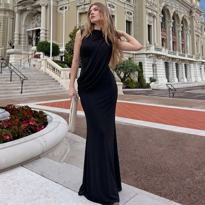 Women's Backless Ruched Slit Bodycon Dress