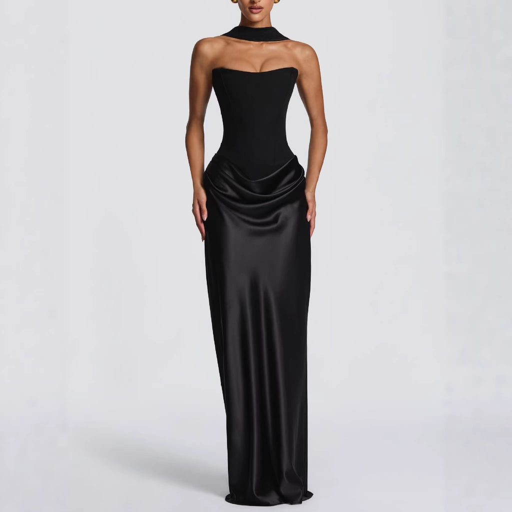 Women's Lace Satin Dress