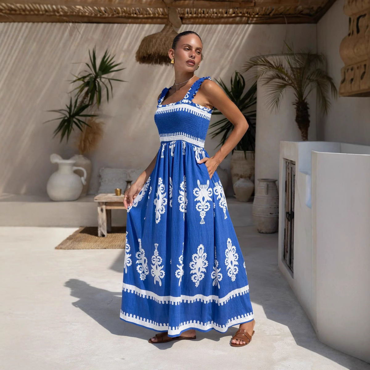 Women's Beach Dress Vacation Printing Slip Dress