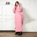 Plus Size Hooded Sweater Dress with Pockets