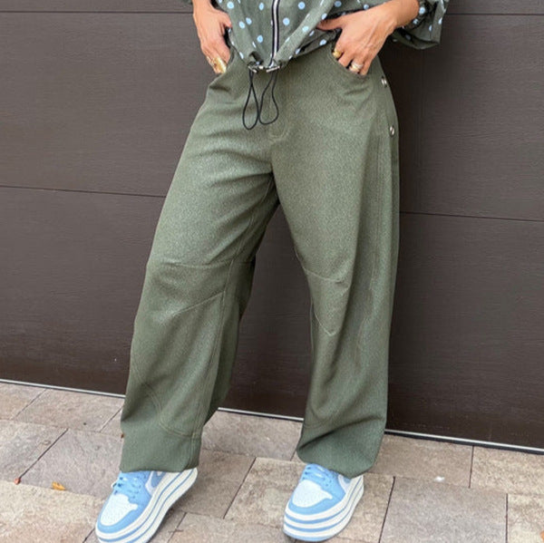 Polka-Dot Jacket and Wide-Leg Jeans Set