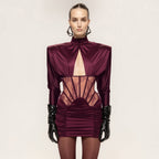 Women's Autumn Winter Tight Elastic Satin Hip Elegant Dress