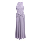 Women's Purple Ruched Halter Maxi Dress
