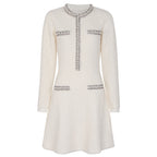 Rhinestone Long-Sleeve Knit A-Line Mini Dress