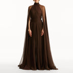 Women's Women's's French Tea Break Mesh Maxi Dress High Collar Bow Decoration Backless Dress