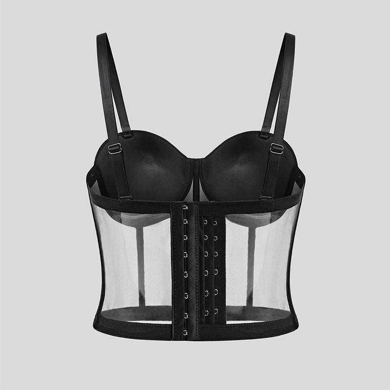 's Mesh Elastic Slim Boning Corset Bra Strap Outdoor Bar Party