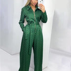 Printed Long-Sleeve Belted Bodysuit