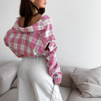 Pink Plaid Collared Shirt