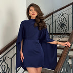 Women's Asymmetric Turtleneck Mini Dress