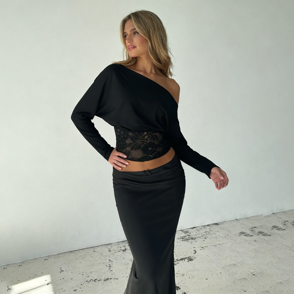 Women's Asymmetric Lace Cutout One-Shoulder Top