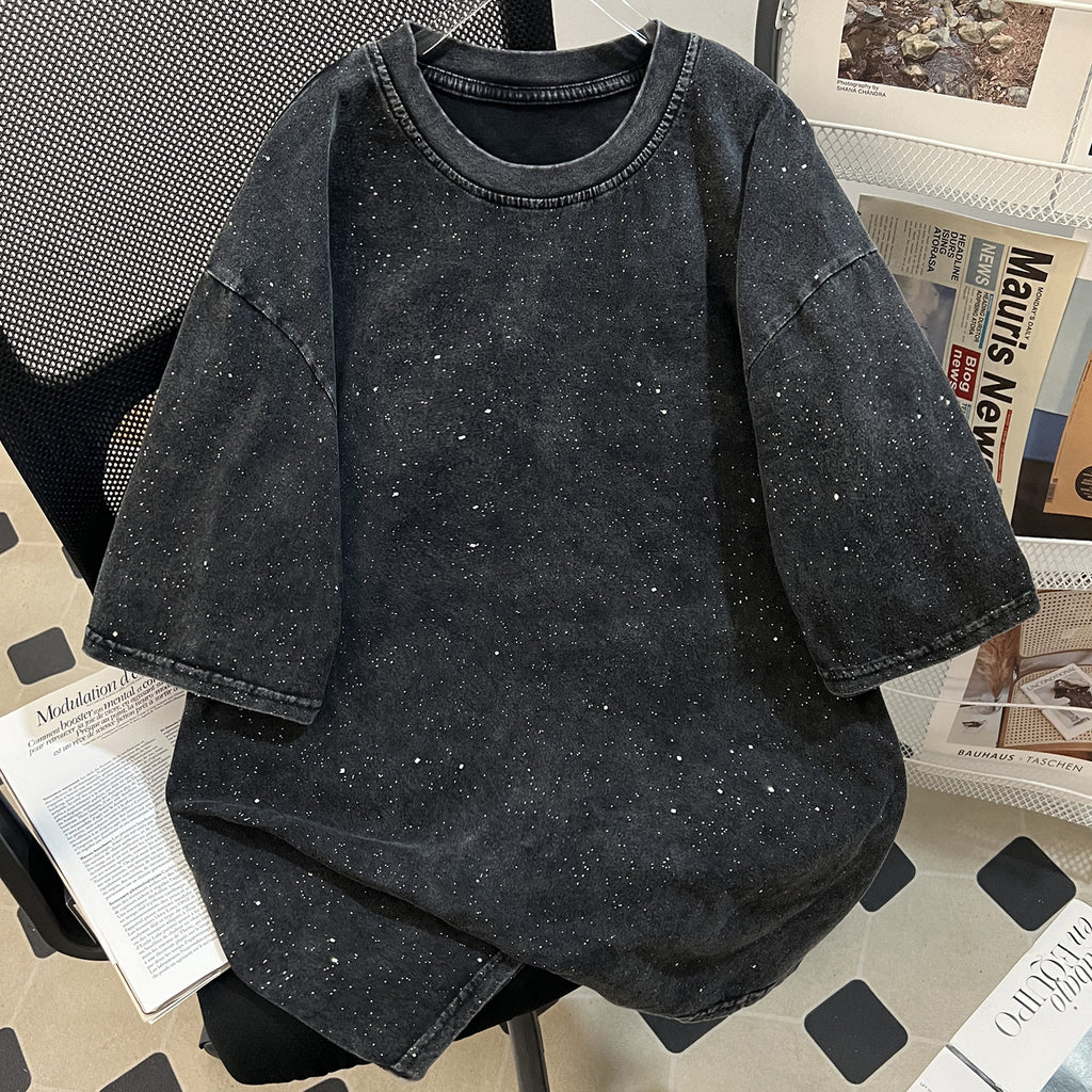 Women's Vintage Cotton Loose Washed Distressed Short Sleeved T-Shirt