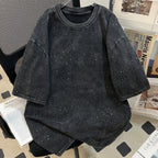 Women's Vintage Cotton Loose Washed Distressed Short Sleeved T-Shirt