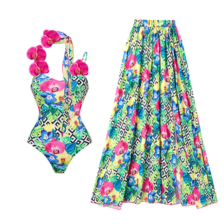Overall Dress Set with Silk Scarf