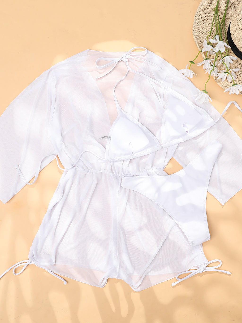 White Tied One-piece Swimwear