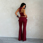 Women's Halter Top & Bootcut Pants Set