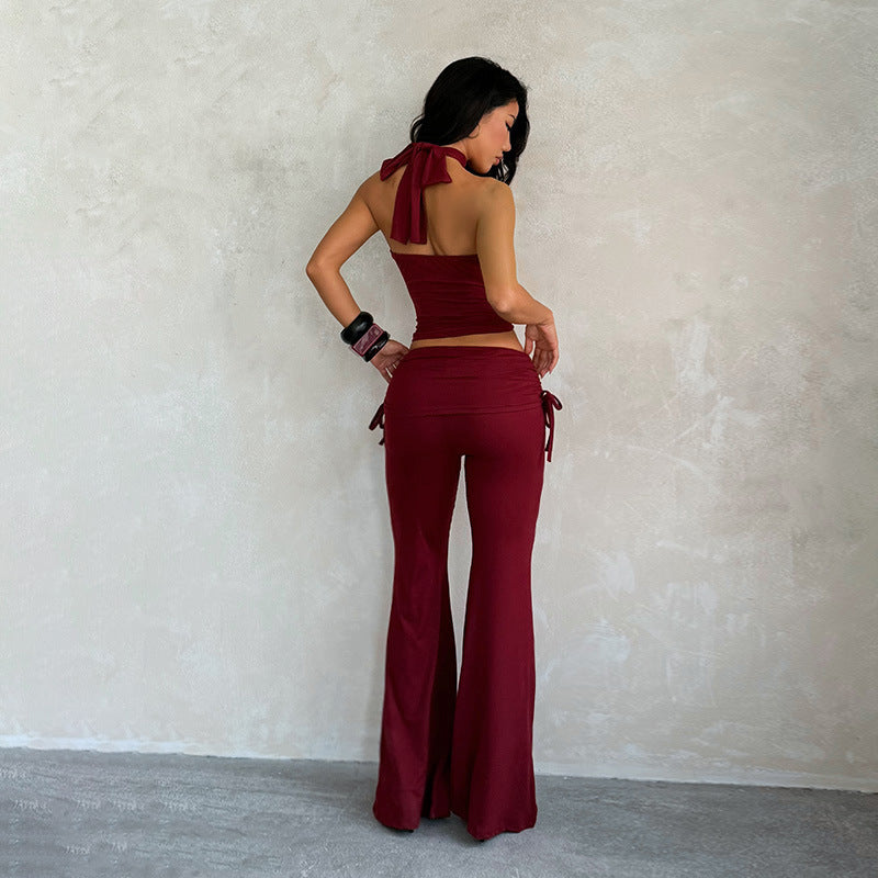 Women's Halter Top & Bootcut Pants Set