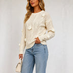 Women's 3D Rose-Embroidered Plush Sweater