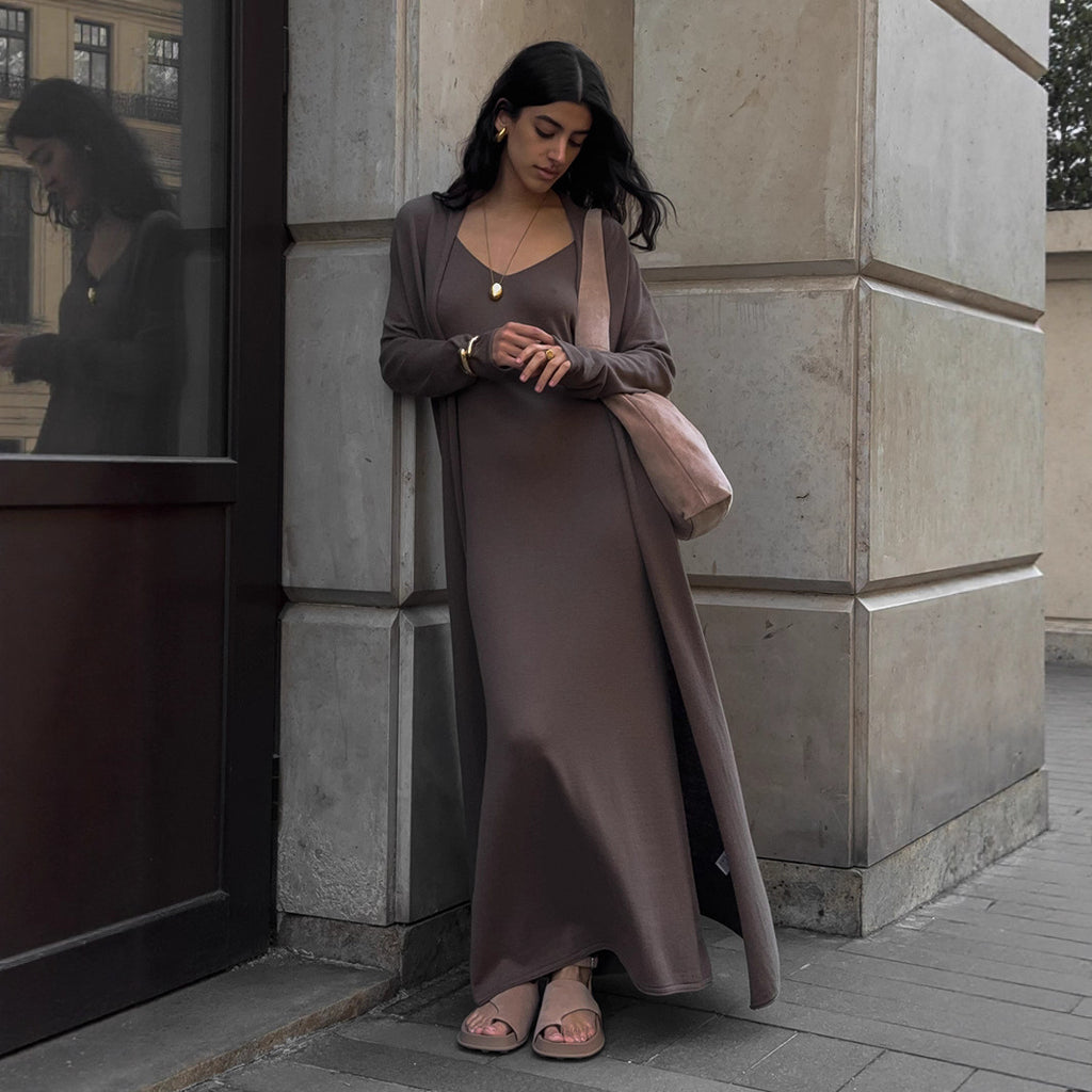 Knitted Cardigan & Slip Dress Set