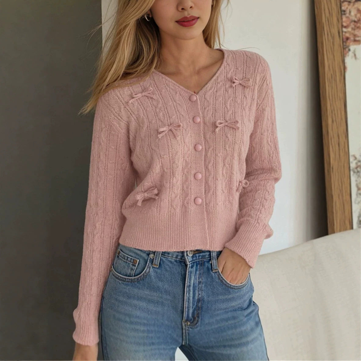 Women's 3D Bow Knit Cardigan