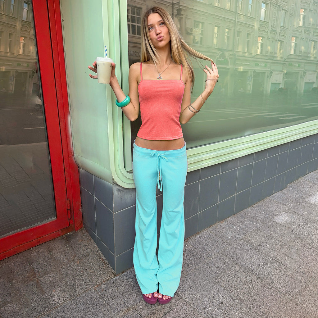 Candy Color Casual Summer Autumn Fresh Strap Drawstring