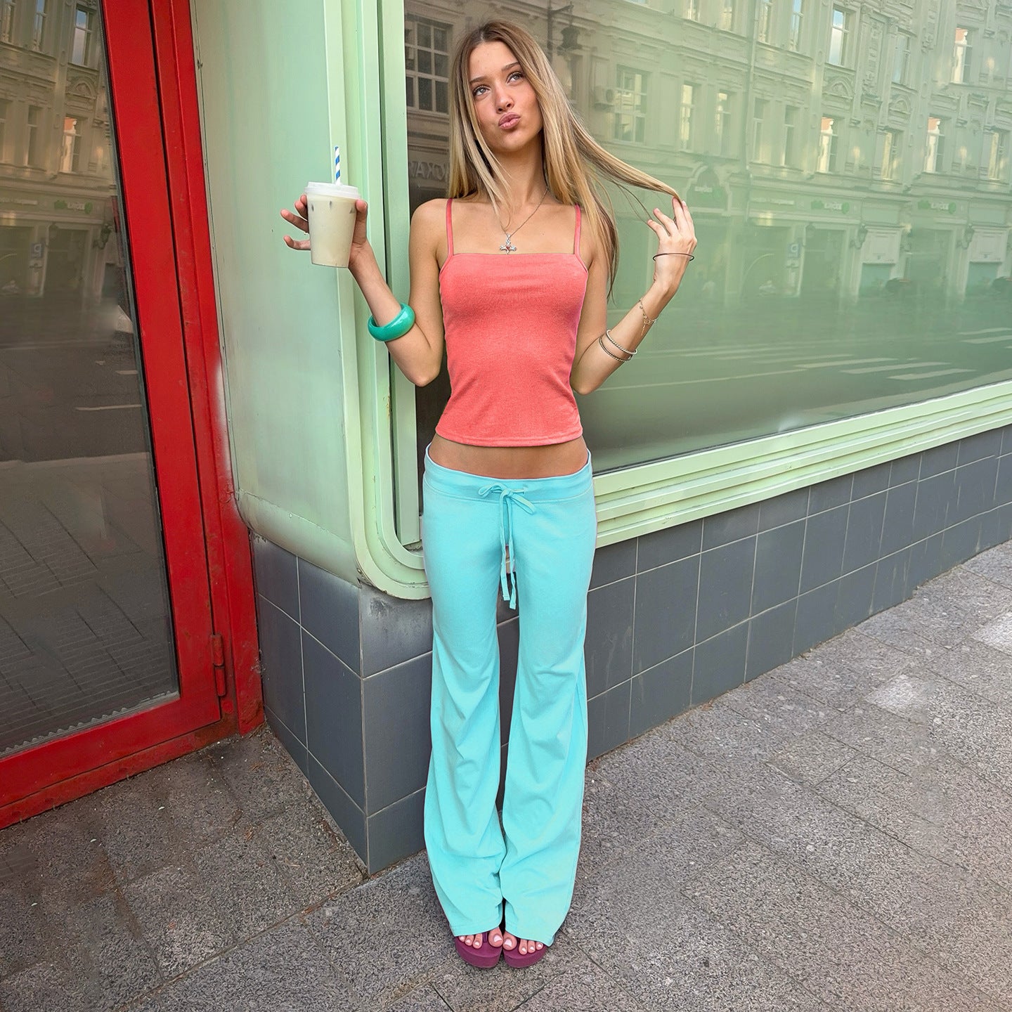 Candy Color Casual Summer Autumn Fresh Strap Drawstring