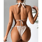 Halter Solid One-piece Swimwear