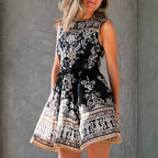 Women’s Vintage Floral Print Short Dress