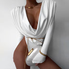 Women's Cowl Neck Long Sleeve Slim Jumpsuit