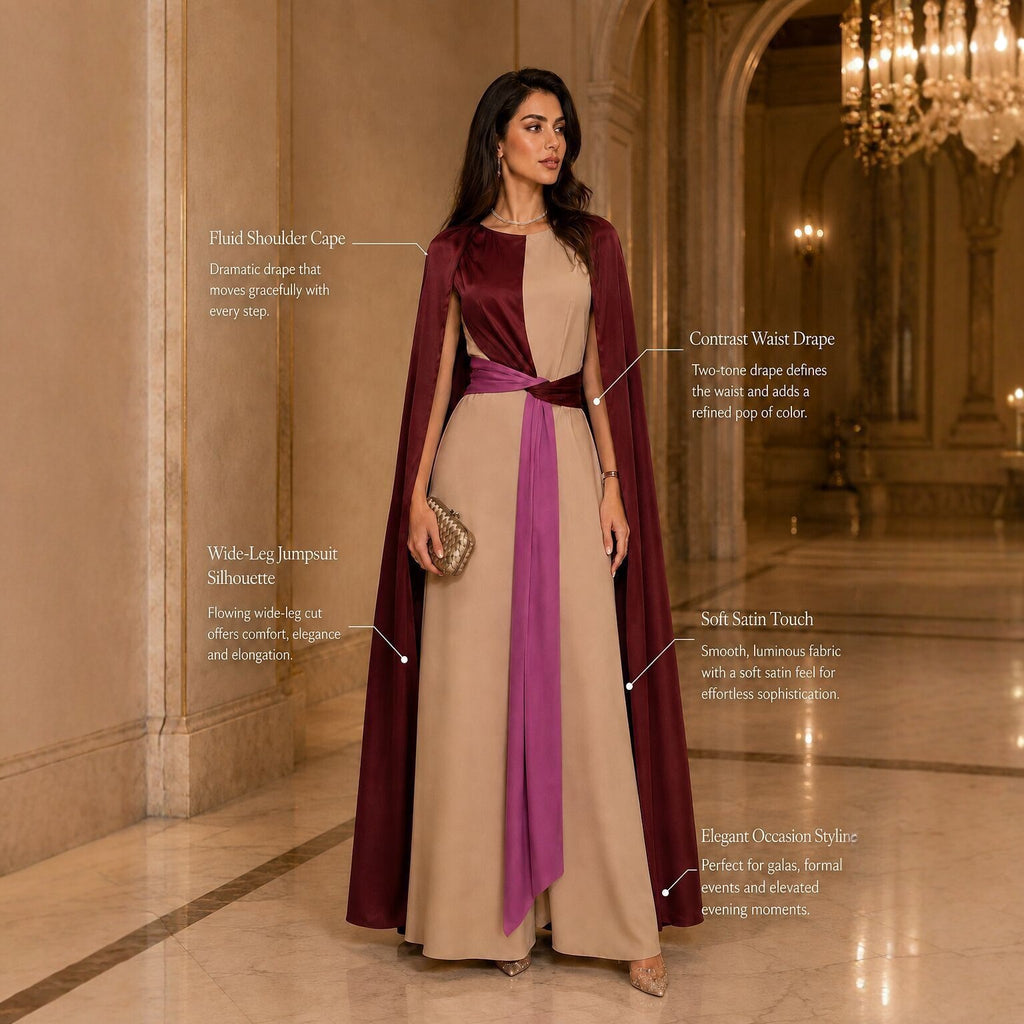 Women's Red Apricot Shawl Maxi Dress