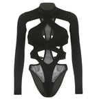 Criss Cross Lace Up Cutout Bodysuit