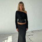 Women's Asymmetric Lace Cutout One-Shoulder Top