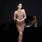 Women's Banquet Evening Dress Colorful Sequin Short Party Small