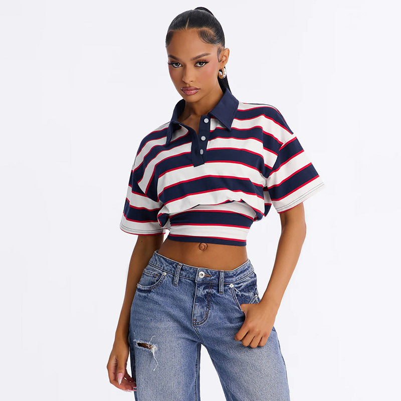 Women Clothing Retro Slimming Color Blocking Spicy Girl