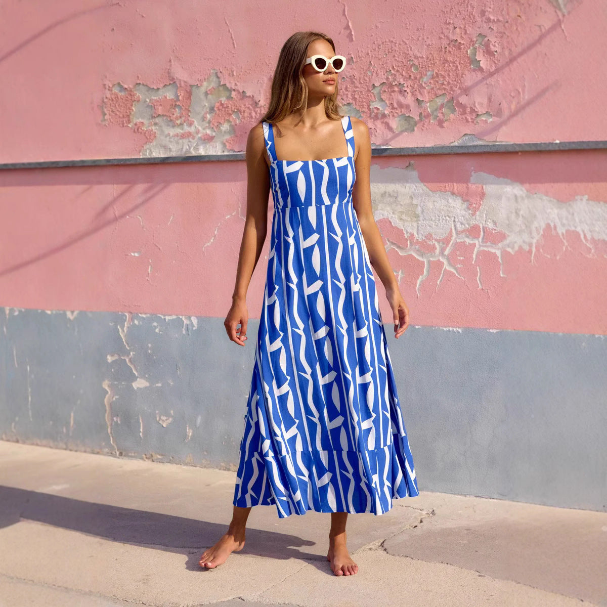 Women's Floral Spaghetti-Strap A-Line Maxi Dress