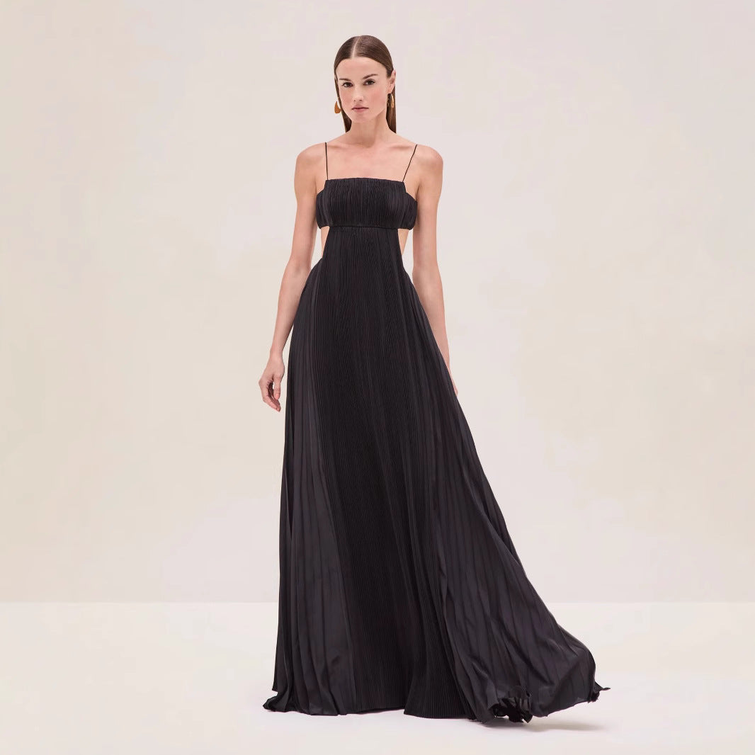Women's Cami Dress Pleated Backless Dress