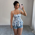 Women's Autumn Winter Sling Vest Slim Design Floral Sleeveless Top