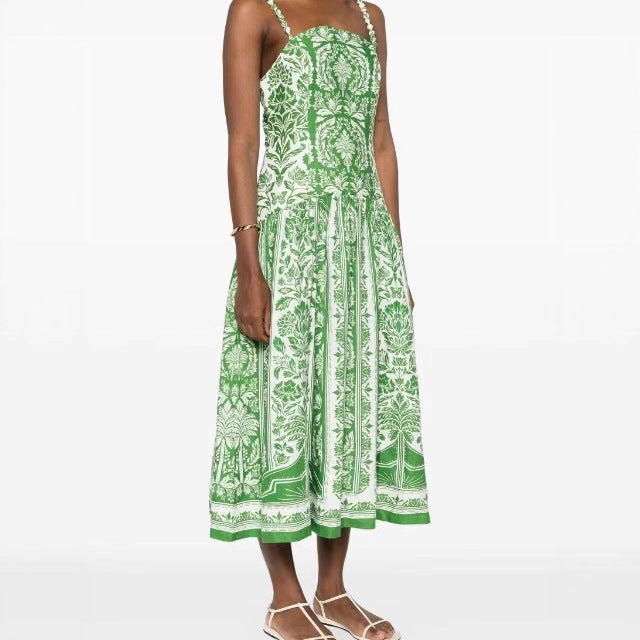 Women's Floral Ruched Spaghetti-Strap Maxi Dress