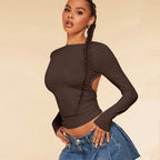 T Shirt Backless Design Short Top Women
