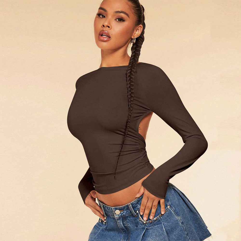 T Shirt Backless Design Short Top Women