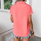 Women's Collared Buckle-Detail Raglan Top