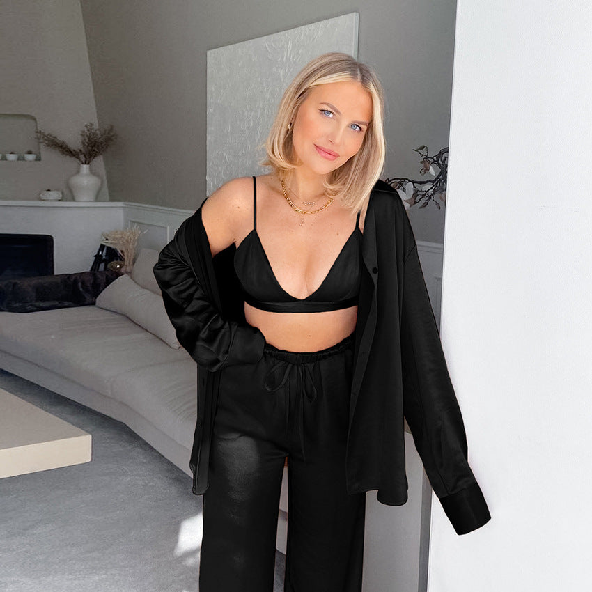Collared Shirt Pajamas Lingerie