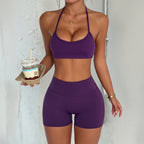Halter Tube Top Yoga Short Pants Two Piece Sets Women Clothing Summer