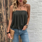 Summer Casual Pleated Tube Top Top Loose All Matching Slim