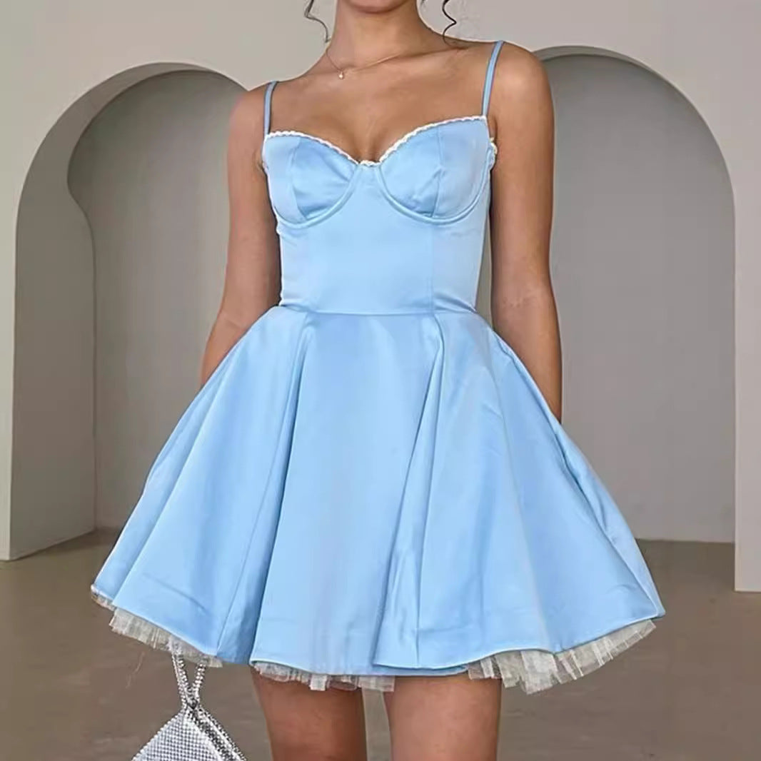Wear Braces Backless Princess Floral Dress Summer