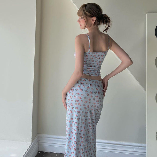 Floral Strap Top & Skirt Set
