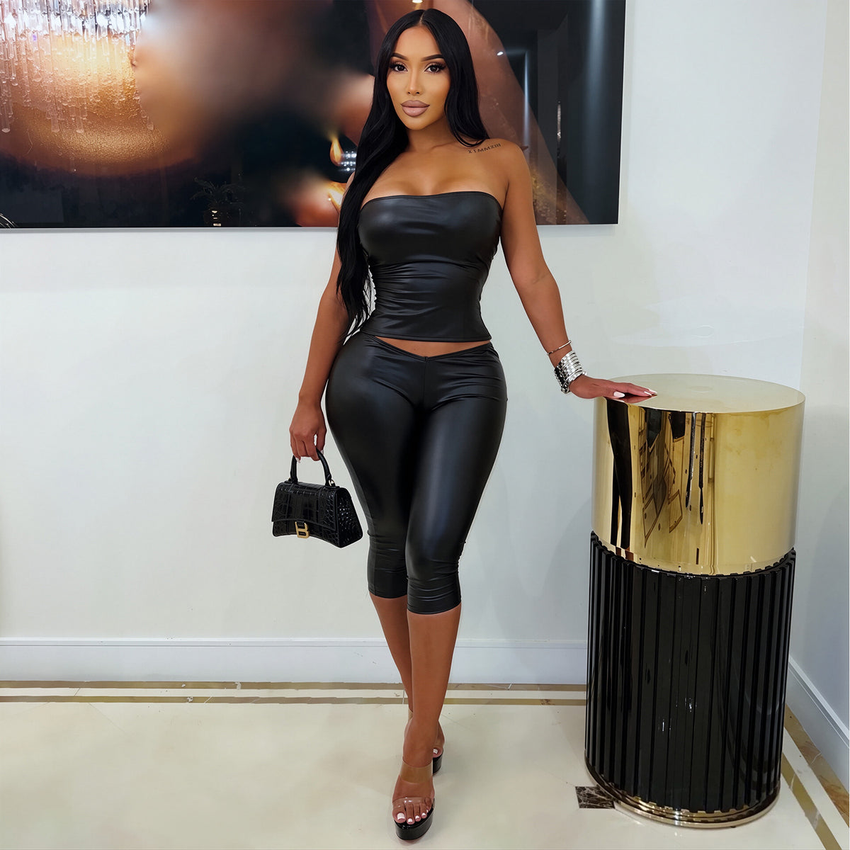 Women's Strapless Two-Piece Top And Skirt Set